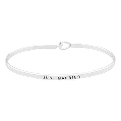 Rhodium Just Married Thin Metal Hook Bracelet. Look like the ultimate fashionista with these Bracelet! Add something special to your outfit this season! special It will be your new favorite accessory. Perfect Birthday Gift, Anniversary Gift, Mother's Day Gift, Graduation Gift, Valentine's Day Gift.