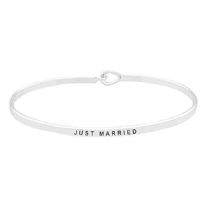 Rhodium Just Married Thin Metal Hook Bracelet. Look like the ultimate fashionista with these Bracelet! Add something special to your outfit this season! special It will be your new favorite accessory. Perfect Birthday Gift, Anniversary Gift, Mother's Day Gift, Graduation Gift, Valentine's Day Gift.