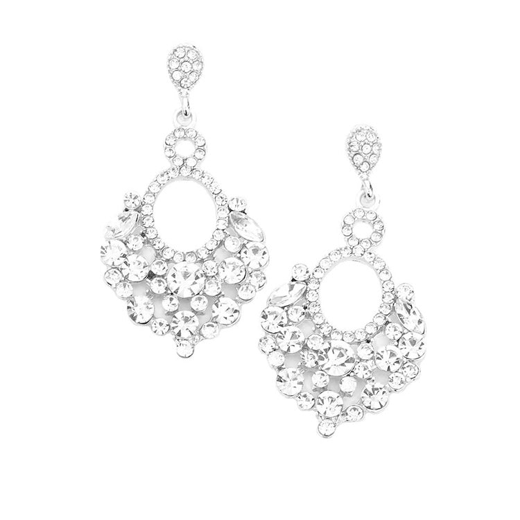 Rhodium Marquise Crystal Chandelier Statement Evening Earrings, put on a pop of color to complete your ensemble. Perfect for adding just the right amount of shimmer & shine and a touch of class to special events. Perfect Birthday Gift, Anniversary Gift, Mother's Day Gift, Graduation Gift.