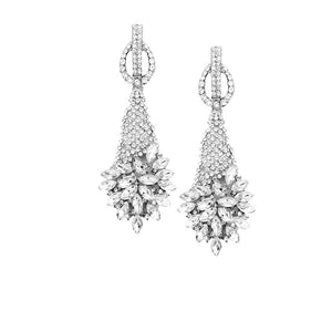 Rhodium Marquise Stone Cluster Accented Evening Earrings, put on a pop of color to complete your ensemble. Perfect for adding just the right amount of shimmer & shine and a touch of class to special events. Perfect Birthday Gift, Anniversary Gift, Mother's Day Gift, Graduation Gift.
