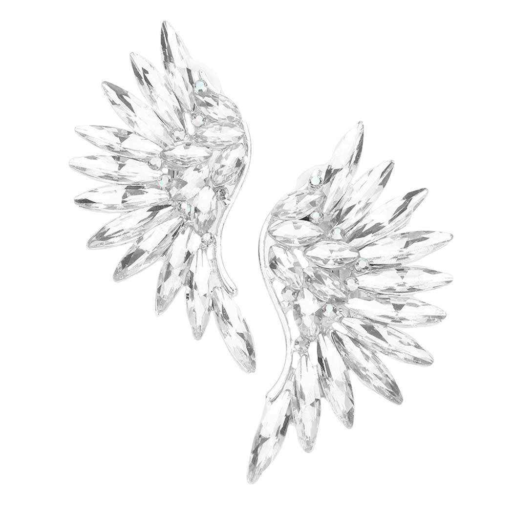 Rhodium Marquise Stone Cluster Wing Clip on Earrings. These gorgeous Marquise stone pieces will show your class in any special occasion. The elegance of these stone goes unmatched, great for wearing at a party! Perfect jewelry to enhance your look. Awesome gift for birthday, Anniversary, Valentine’s Day or any special occasion.
