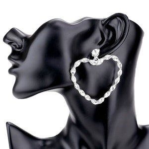 Rhodium Marquise Stone Open Heart Earrings. Look like the ultimate fashionista with these Bracelets! Add something special to your outfit this Valentine! Special It will be your new favorite accessory. Perfect Birthday Gift, Mother's Day Gift, Anniversary Gift, Graduation Gift, Prom Jewelry, Valentine's Day Gift, Thank you Gift.