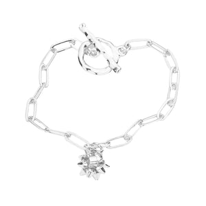  Rhodium Metal Christmas Bow Charm Toggle Bracelet, Get ready with these bright Bracelet, put on a pop of color to complete your ensemble. Perfect for adding just the right amount of shimmer & shine and a touch of class to special events. Perfect Birthday Gift, Anniversary Gift, Mother's Day Gift, Graduation Gift.