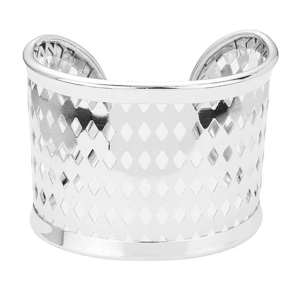 Rhodium Metal Cut Out Detailed Split Cuff Bracelet. These Metal Cuff Bracelets are easy to put on, take off and so comfortable for daily wear. Pair these with tee and jeans and you are good to go. It will be your new favorite go-to accessory. These split cuff bracelets is great gift idea for Birthday gift, friendship day, Mother's Day, Graduation Gift.
