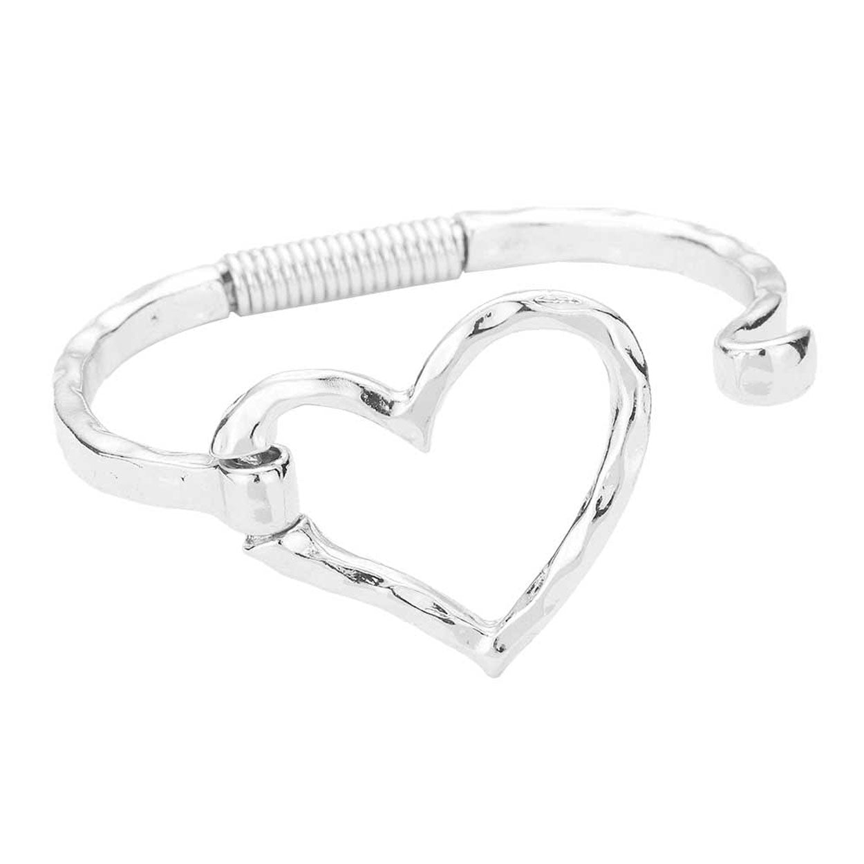 Rhodium Open Metal Heart Hook Bracelet. These Metal  bracelets are easy to put on, take off and so comfortable for daily wear. Pair these with tee and jeans and you are good to go. It will be your new favourite go-to accessory. Perfect Birthday gift, friendship day, Mother's Day, Graduation Gift or any other Special occasion.