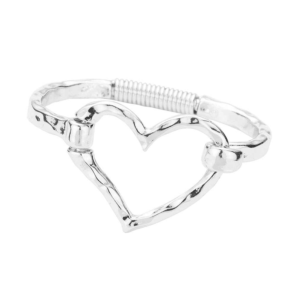 Rhodium Open Metal Heart Hook Bracelet. These Metal  bracelets are easy to put on, take off and so comfortable for daily wear. Pair these with tee and jeans and you are good to go. It will be your new favourite go-to accessory. Perfect Birthday gift, friendship day, Mother's Day, Graduation Gift or any other Special occasion.