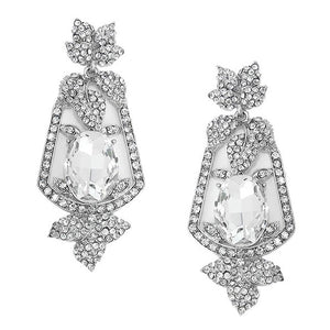 Rhodium Oval Crystal Rhinestone Leaf Evening Earrings. Look like the ultimate fashionista with these Earrings! Add something special to your outfit this Valentine! special It will be your new favorite accessory. Perfect Birthday Gift, Anniversary Gift, Mother's Day Gift, Graduation Gift, Valentine's Day Gift.