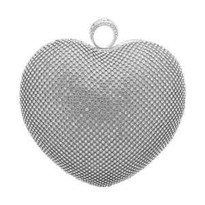 Rhodium Rhinestone Embellished Heart Evening Clutch Crossbody Bag, is the perfect choice to carry on the special occasion with your handy stuff. It is lightweight and easy to carry throughout the whole day. You'll look like the ultimate fashionista while carrying this Heart-themed Rhinestone Crossbody Evening Bag. This stunning Clutch bag is perfect for weddings, parties, evenings, cocktail parties, wedding showers, receptions, proms, etc.