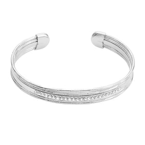 Rhodium Rhinestone Embellished Metal Cuff Bracelet, Get ready with these bright Bracelet, put on a pop of color to complete your ensemble. Perfect for adding just the right amount of shimmer & shine and a touch of class to special events. Perfect Birthday Gift, Anniversary Gift, Mother's Day Gift, Graduation Gift.