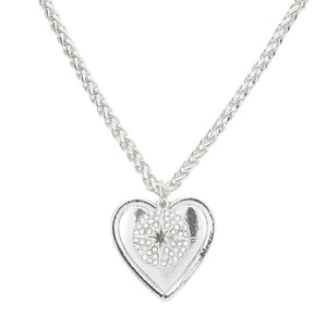 Rhodium Rhinestone Embellished Star Metal Heart Pendant Necklace, This beautiful Star-themed heart pendant necklace is the ultimate representation of your class & beauty. Get ready with these heart pendant necklaces to receive compliments putting on a pop of color to complete your ensemble in perfect style for anywhere, any time, or any other special occasion. 