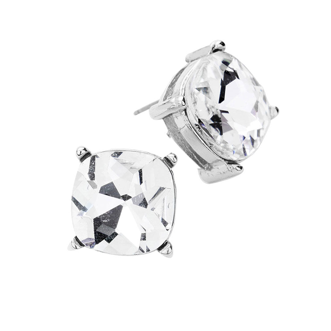 Rhodium Square Stone Stud Earrings. Look like the ultimate fashionista with these Earrings! Add something special to your outfit this Valentine! Special It will be your new favorite accessory. Perfect Birthday Gift, Mother's Day Gift, Anniversary Gift, Graduation Gift, Prom Jewelry, Valentine's Day Gift, Thank you Gift.