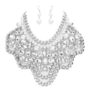 Rhodium Stone Embellished Statement Necklace, get ready with these jewelry sets to receive beautiful compliments on special occasions. Put on a pop of shine to complete your ensemble in gorgeous style. This stunning stone embellished jewelry set will sparkle all night long making you shine like a diamond and drag everyone's attention to your glowing beauty. Perfect for adding just the right amount of shimmer and a touch of class to special events.