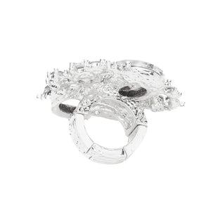 Rhodium Trendy Multi Stone Stretch Ring, Beautifully crafted design adds a gorgeous glow to any outfit. Jewelry that fits your lifestyle! Perfect for adding just the right amount of shimmer & shine and a touch of class to special events. Perfect Birthday Gift, Anniversary Gift, Mother's Day Gift, Graduation Gift, Just Because Gift, Thank you Gift.