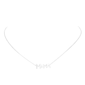 Rhodium White Gold Dipped CZ Mama Metal Message Pendant Necklace, Get ready with these Necklace, put on a pop of color to complete your ensemble. This necklace makes your mom feel special ! Perfect for adding just the right amount of shimmer & shine and a touch of class to special events. This Mama's necklace is perfect Mother's Day gift for all the special women in your life, be it mother, wife, sister or daughter.