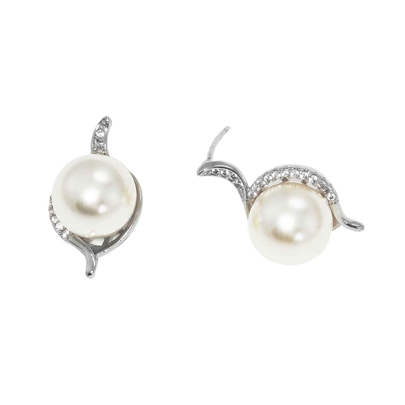Cream Gold White Gold Dipped CZ Pearl Stud Earrings, ideal for parties, weddings, graduation, prom, quinceanera, holidays, pair these stud back earrings, add just the right amount of shine and you’ve got a look that’s polished to perfection. These earrings pair perfectly with any ensemble from business casual, to night out on the town or a black tie party.