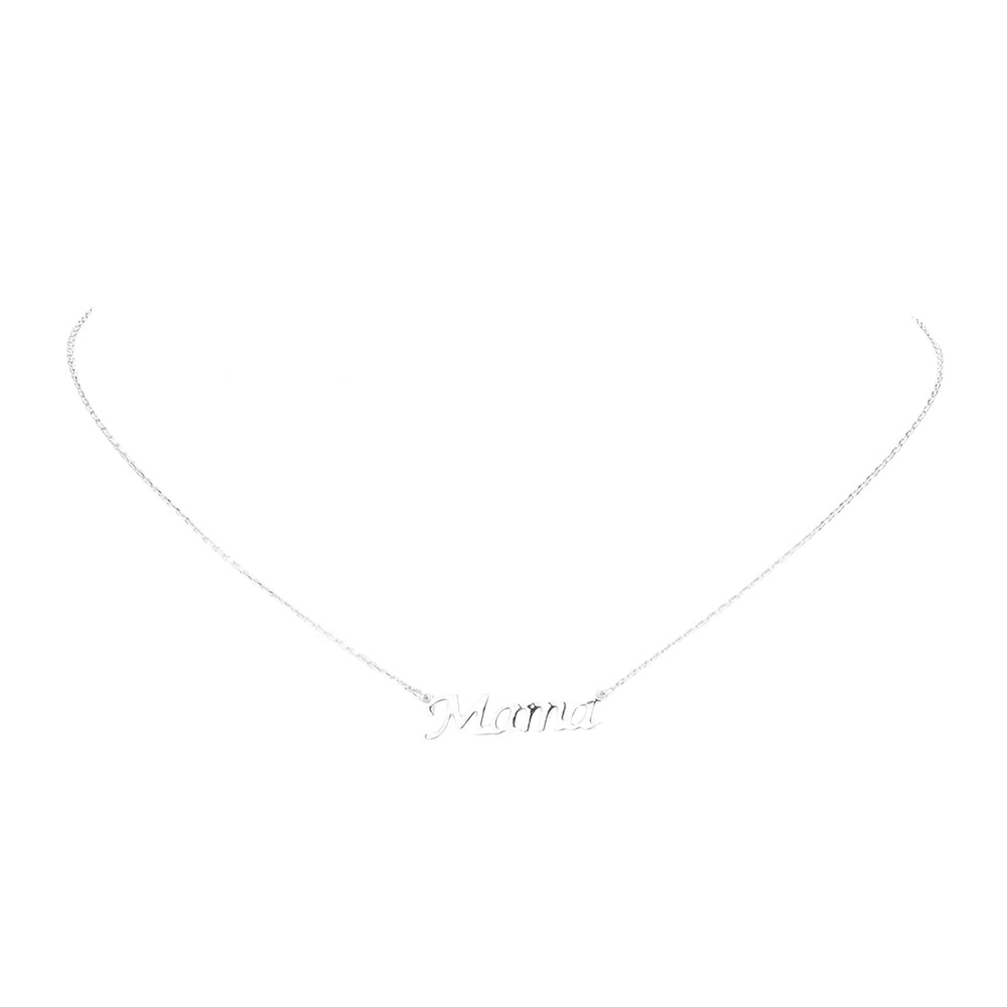 Rhodium White Gold Dipped Mama Metal Message Pendant Necklace. Make a statement with these Mama message necklaces, very easy to put on, take off and so comfortable for daily wear. Pair these with tee and jeans and you are good to go. It will be your new favorite go-to accessory. Perfect Birthday gift, friendship day, Mother's Day, Graduation Gift.