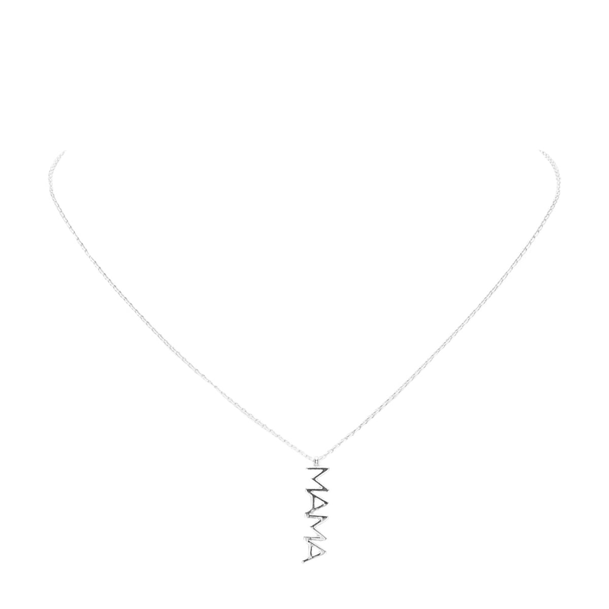 Rhodium White Gold Dipped Mama Metal Message Pendant Necklace, these MAMA dipped necklace can light up any outfit, and make you feel absolutely flawless. Fabulous fashion and sleek style adds a pop of pretty color to your attire. Make your mother feel special by giving this MAMA Metal pendant necklace as a gift and expressing your love for your mother on this Mother's Day.