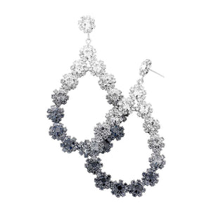 Rhodium and Black Floral Open Teardrop Ombre Evening Earrings, are beautifully decorated to dangle on your earlobes on special occasions for making you stand out from the crowd. Wear these evening earrings to show your unique yet attractive & beautiful choice. Coordinate these round stone earrings with any special outfit to draw everyone's attention. Perfect jewelry gift to expand a woman's fashion wardrobe with a modern, on-trend style.