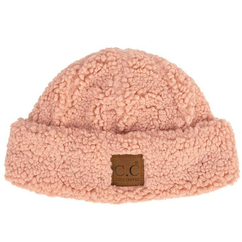 Rose C C Sherpa Cuff Beanie Hat with C C Suede Logo, wear this beautiful Beanie Hat while going outdoors and keep yourself warm and stylish with a unique look. The color variation makes the Hat suitable for everyone's choice with different outfits. It feels cozy and a perfect match for any type of outfit. It's a beautiful winter gift accessory for birthdays, Christmas, stocking stuffers, secret Santa, holidays, etc.