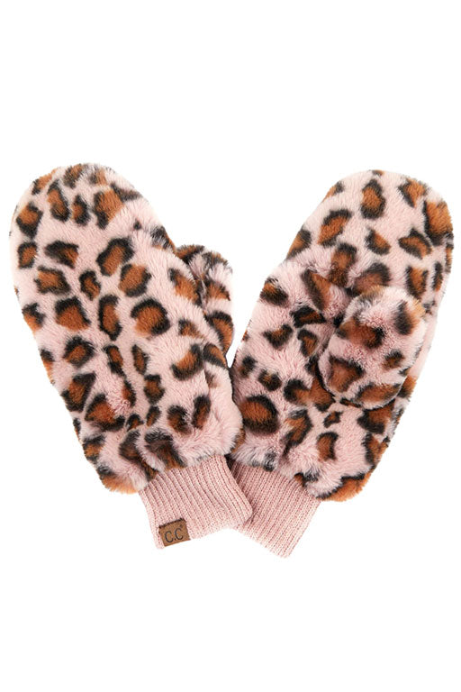 Rose C.C Faux Fur Mitten Glove With Leopard Pattern, gives your look so much eye-catching texture with Leopard patterned embellishment, a cozy feel, very fashionable, attractive, cute looking in winter season. This easy and classic glove is soft and muted. Before running out the door into the cool air, you’ll want to reach for these toasty gloves to keep your hands incredibly warm, it's the autumnal touch you need to finish your outfit in style. Awesome winter gift accessory!