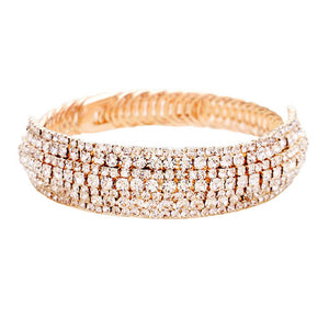 Rose Gold Rhinestone Pave Evening Bracelet. Look as regal on the outside as you feel on the inside, feel absolutely flawless. Fabulous fashion and sleek style adds a pop of pretty color to your attire, coordinate with any ensemble from business casual to everyday wear. Perfect Birthday Gift, Anniversary Gift, Mother's Day Gift, Graduation Gift.
