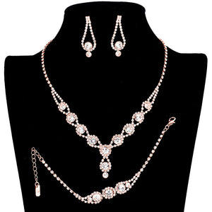 Rose Gold 3PCS Rhinestone Bubble Necklace Jewelry Set, These glamorous Rhinestone Bubble jewelry sets will show your perfect beauty & class on any special occasion. The elegance of these rhinestones goes unmatched. Great for wearing at a party! Perfect for adding just the right amount of glamour and sophistication to important occasions. These classy Rhinestone Bubble Jewelry Sets are perfect for parties, Weddings, and Evenings.