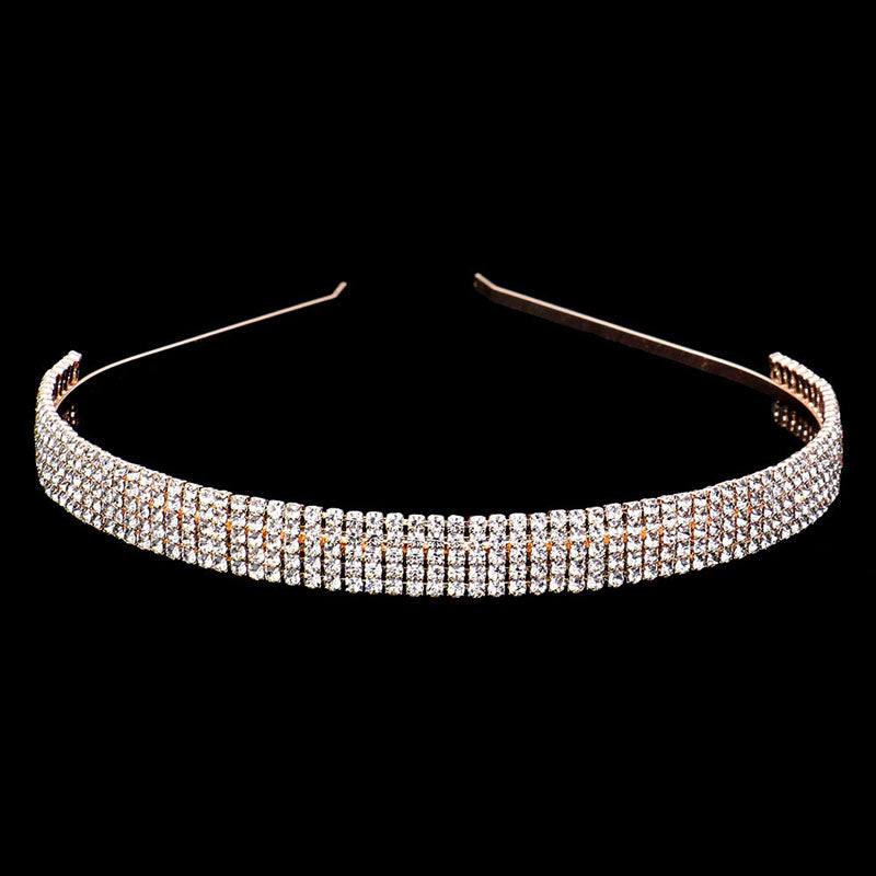 Rose Gold 5Rows Rhinestone Headband, add a pop of color to any outfit! These headbands look great and keep your hair in place and you feel so comfy , you will be protected in the harshest of elements, Perfect for a wide range of sports, from yoga and hiking to running and cycling. Fabulous gift idea for your loved one or yourself.