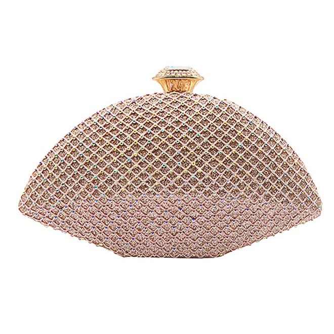 Rose Gold  Bling Evening Clutch Crossbody Bag, It is a beautiful and elegant evening handbag. This evening purse bag is uniquely detailed, Big enough to hold keys, cards, lipstick, and phones. Perfect for weekends, weddings, evening parties, proms, cocktail various parties, nights out or formal occasions. Look like the ultimate fashionista carrying this trendy Evening Clutch Bag! 