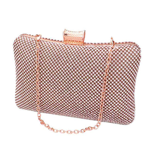 Bling Evening Tote Clutch Crossbody Bag - RoseGold