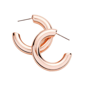 Rose Gold Bold Metal Half Hoop Earrings. Spring is right around the corner, get ready with these hoop earrings, add a pop of color to your ensemble. Beautifully crafted design adds a gorgeous glow to any outfit. Jewelry that fits your lifestyle! They are great for everyday, a night on the town, weddings, wedding guests, bridal showers, bachelorettes, mom, birthday gifts, Christmas gift and more! the perfect statement for any occasion or outfit! 