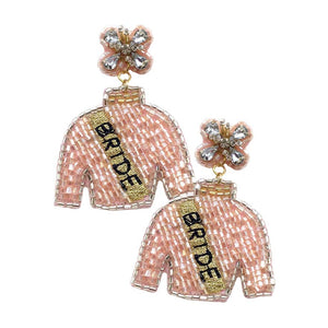 Rose Gold Bride Felt Back Beaded Suit Dangle Earrings, are beautifully crafted earrings that dangle on your earlobes with a perfect glow to make you stand out and show your unique and beautiful look everywhere, every time. Put on a pop of color to complete your ensemble in a gorgeous way. Perfect for adding just the right amount of shimmer & shine and a touch of perfect class to any occasion.