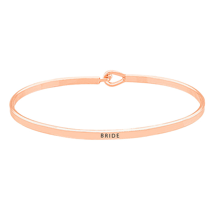 Rose Gold Bride Thin Metal Hook Bracelet, is an awesome gift idea for the bride to make her surprised with this beautiful message Bracelet. Perfect choice for the wedding, reception, anniversary, thank you, special occasion, bachelorette Party and wedding shower, etc. to have a unique and beautiful look with the wedding or special outfit. 