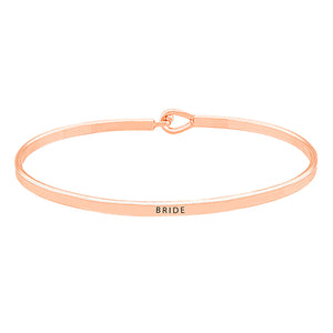 Rose Gold Bride Thin Metal Hook Bracelet, is an awesome gift idea for the bride to make her surprised with this beautiful message Bracelet. Perfect choice for the wedding, reception, anniversary, thank you, special occasion, bachelorette Party and wedding shower, etc. to have a unique and beautiful look with the wedding or special outfit. 