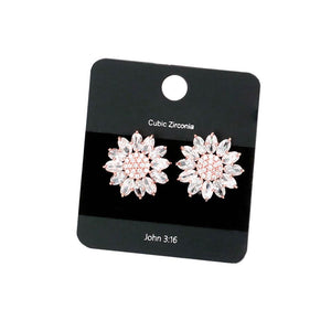 Rose Gold CZ Stone Pave Marquise Stone Embellished Flower Stud Earrings, this cubic zirconia's stud earring is simply gorgeous with Flower embellished that will glow up you outfit in any occasion. Perfect for adding just the right amount of shimmer & shine and a touch of class to special events. These ear studs are not only timeless pieces for any occasion but also could be worn on any day no matter at work, or on the dance floor; that will good to go with any outfit! 