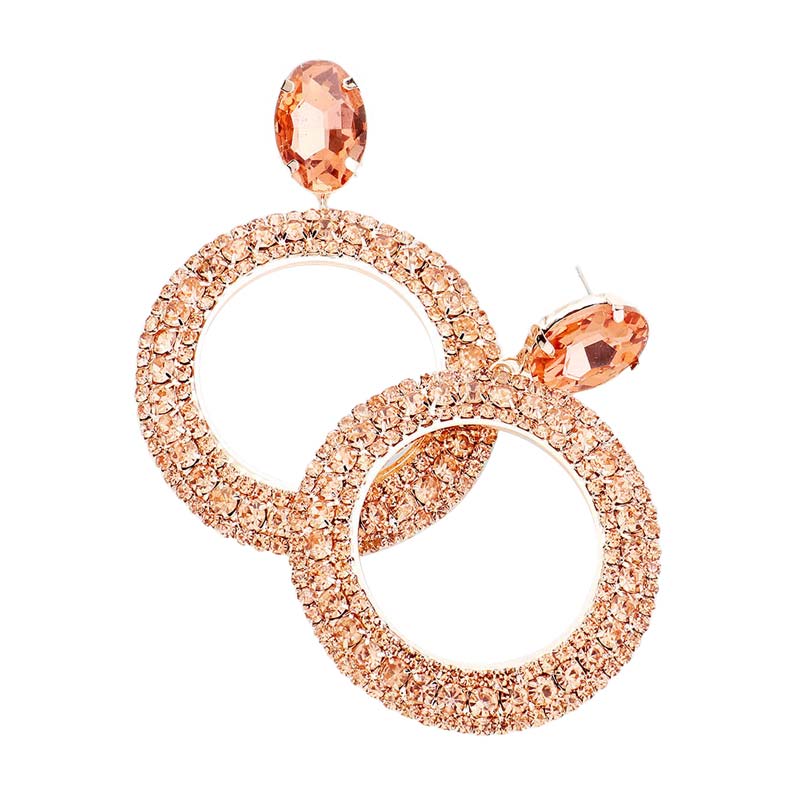 Rose Gold Crystal Rhinestone Open Circle Dangle Evening Earrings, beautifully crafted design adds a gorgeous glow to any outfit at any time and any place with a perfect and attractive look. Earrings that fit your lifestyle in a unique style! Perfect gift for Birthday, Anniversary, Mother's Day, Thank you, etc. to your friends, family, and acquaintances. Enjoy the moments with beauty!