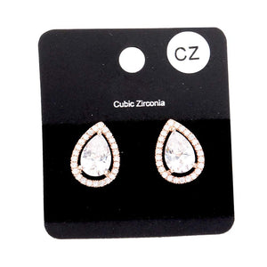 Rose Gold Cubic Zirconia Teardrop Stud Earrings, are beautifully crafted earrings that dangle on your earlobes with a perfect glow to make you stand out and show your unique and beautiful look everywhere on special occasions. Put on a pop of color to complete your special day ensemble in an attractive way.