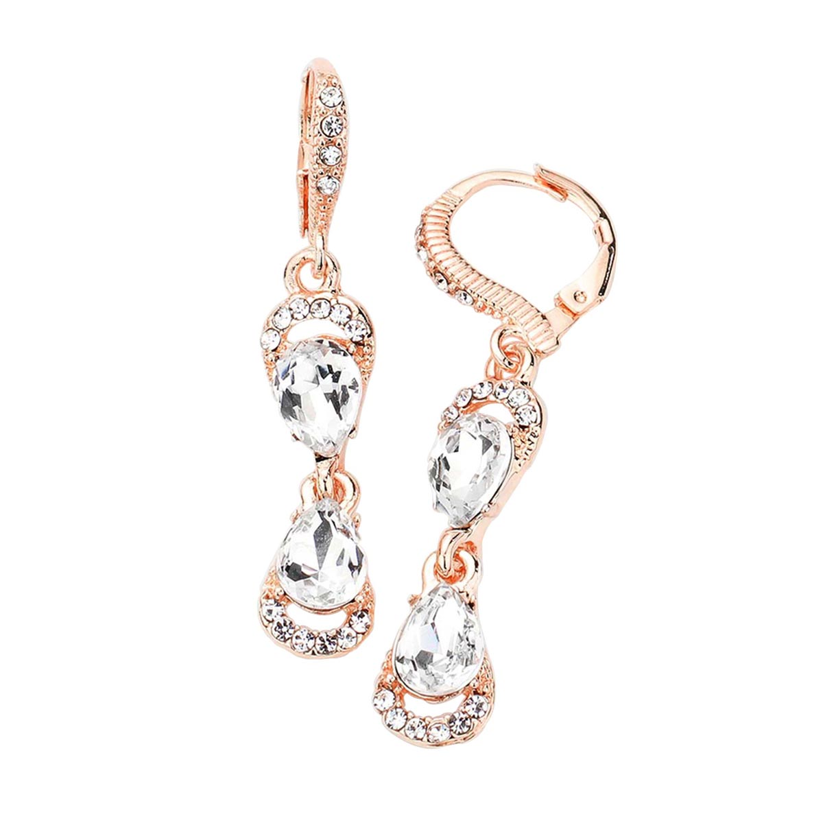 Rose Gold ensemble with a classy style. The perfect accessory for adding just the right amount of shimmer and a touch of class to special events. Jewelry that fits your lifestyle and makes your moments awesome! They will dangle on your earlobes & bring a smile of joy to those who look at you.