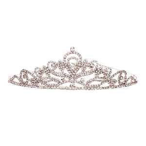 Rose Gold Elegant Wedding Bubble Stone Princess Tiara. Perfect for adding just the right amount of shimmer & shine, will add a touch of class, beauty and style to your wedding, prom, special events, embellished glass crystal to keep your hair sparkling all day & all night long.