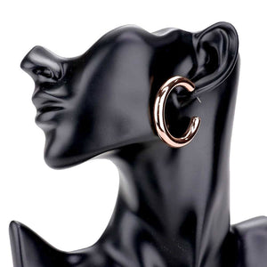 Rose Gold Fashionable Bold Metal Half Hoop Earrings. Textured Stylish Half Hoop Earrings, adds a sophisticated glow & eye-catching style to any outfit, coordinate these exquisite half hoop earrings with any ensemble from business casual to wear, ideal for parties, events, holidays. Perfect Birthday Gift, Anniversary Gift, Mother's Day Gift, Anniversary Gift, Graduation Gift, Prom Jewelry, Just Because Gift, Thank you Gift.