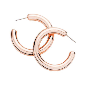Rose Gold Fashionable Bold Metal Half Hoop Earrings. Textured Stylish Half Hoop Earrings, adds a sophisticated glow & eye-catching style to any outfit, coordinate these exquisite half hoop earrings with any ensemble from business casual to wear, ideal for parties, events, holidays. Perfect Birthday Gift, Anniversary Gift, Mother's Day Gift, Anniversary Gift, Graduation Gift, Prom Jewelry, Just Because Gift, Thank you Gift.