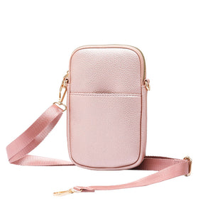 Rose Gold Faux Leather Rectangle Crossbody Bag, This high-quality faux leather fashion crossbody features one front slip pocket and one inside slip pocket, and secured zipper closure at the top, this bag will be your new go-to! These beautiful and trendy Crossbody bag have adjustable and detachable hand straps that make your life more comfortable. This Simple fashion design crossbody bag for women keep your hands free while shopping, dating, traveling, and in outdoor sport. 
