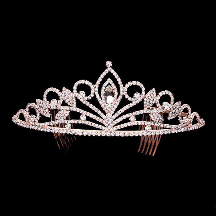 Rose Gold Marquise Stone Accented Rhinestone Princess Tiara, this princess tiara is made of rhinestone; Easy wear, sturdy and non-breakable headgear. These hair accessory is really beautiful, Pretty and lightweight. Makes You More Eye-catching at events and wherever you go. Suitable for Wedding, Engagement, Birthday Party, Any Occasion You Want to Be More Charming.