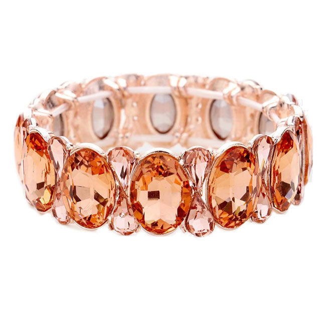 Rose Gold Oval Pear Crystal Stretch Evening Bracelet, Get ready with these Magnetic Bracelet, put on a pop of color to complete your ensemble. Perfect for adding just the right amount of shimmer & shine and a touch of class to special events. Perfect Birthday Gift, Anniversary Gift, Mother's Day Gift, Graduation Gift.