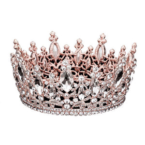 Rose Gold Oval Stone Accented Pageant Crown Tiara, perfect headpiece for adding just the right amount of shimmer & shine, will add a touch of class, beauty and style to your wedding, bridal, prom, special events, graduation, Quinceanera, Sweet 16, Embellished glass crystal tiara affordable elegance to feel like a queen!
