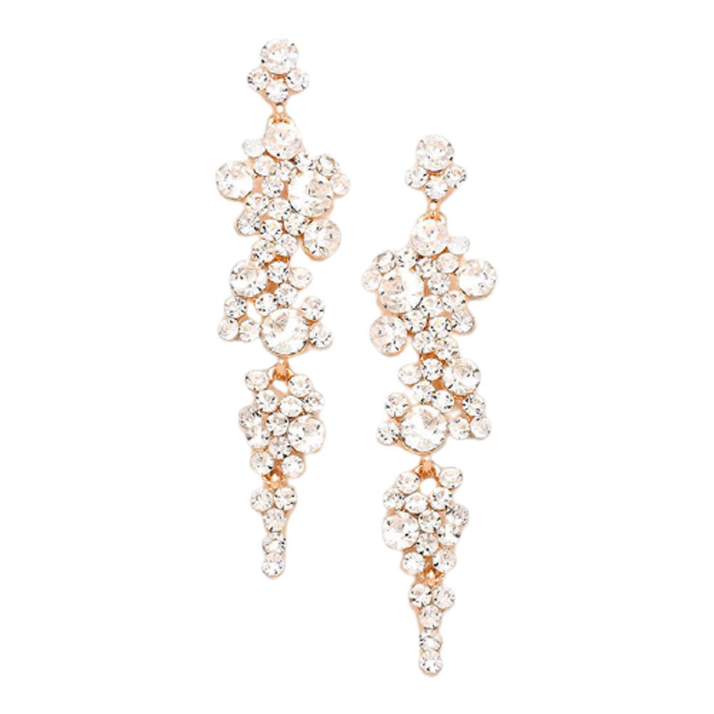 Rose Gold Pearl Crystal Rhinestone Vine Drop Evening Earrings. Get ready with these bright earrings, put on a pop of color to complete your ensemble. Perfect for adding just the right amount of shimmer & shine and a touch of class to special events. Perfect Birthday Gift, Anniversary Gift, Mother's Day Gift, Graduation Gift.