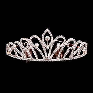 Rose Gold Rhinestone Princess Tiara. Perfect for adding just the right amount of shimmer & shine, will add a touch of class, beauty and style to your wedding, prom, special events, embellished glass crystal to keep your hair sparkling all day & all night long. Perfect Birthday, Anniversary , Mother's Day, Graduation Gift.