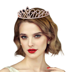 Rose Gold Rhinestone Princess Tiara. Perfect for adding just the right amount of shimmer & shine, will add a touch of class, beauty and style to your wedding, prom, special events, embellished glass crystal to keep your hair sparkling all day & all night long. Perfect Birthday, Anniversary , Mother's Day, Graduation Gift.
