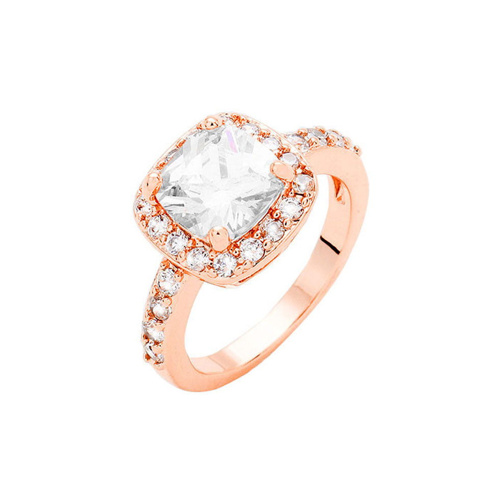 Rose Gold Rhodium Gold Plated Cubic Zirconia Halo Statement Ring. Look like the ultimate fashionista with these Ring! Add something special to your outfit! special It will be your new favorite accessory. Perfect Birthday Gift, Mother's Day Gift, Anniversary Gift, Graduation Gift, Prom Jewelry, Valentine's Day Gift, Thank you Gift.