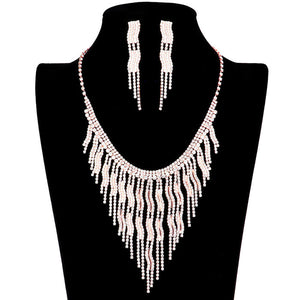 Rose Gold Wavy Fringe Crystal Rhinestone Necklace, Stunning wavy crystal chain suits any style and occasion wear over your favorite tops and dresses this season!  Adds the perfect accent to your wardrobe. A timeless treasure designed to accent the neckline adds a gorgeous stylish glow to any outfit style, jewelry that fits your lifestyle! This piece is versatile and goes with practically anything! Fabulous gift, ideal for your loved one or yourself.