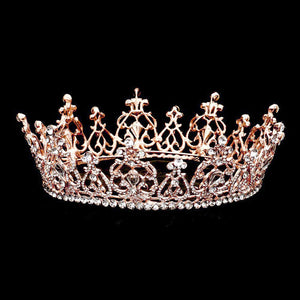 Rose Gold Stone Embellished Crown Tiara. This tiara is a classic royal tiara made from gorgeous stone is the epitome of elegance and luxury and grace. Unique Hair Jewelry is suitable for any special occasions such as wedding, engagement, prom, evening etc. It's the most exquisite gift for the bride to be. It's the perfect complement will make your whole wedding dress look come to alive.